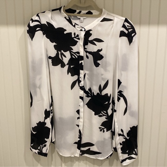 Joie Black and White Floral Button-Up Blouse - Picture 2 of 4
